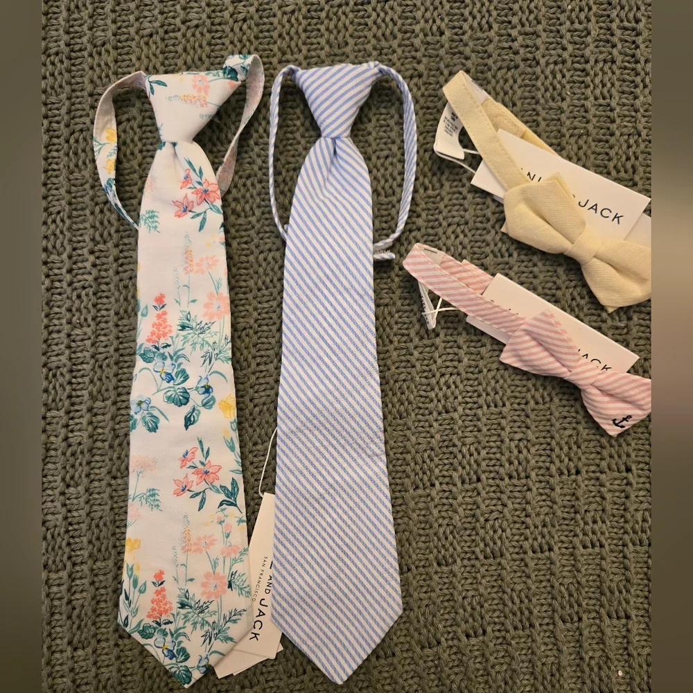 Navy Jack Floral and Striped Ties Set